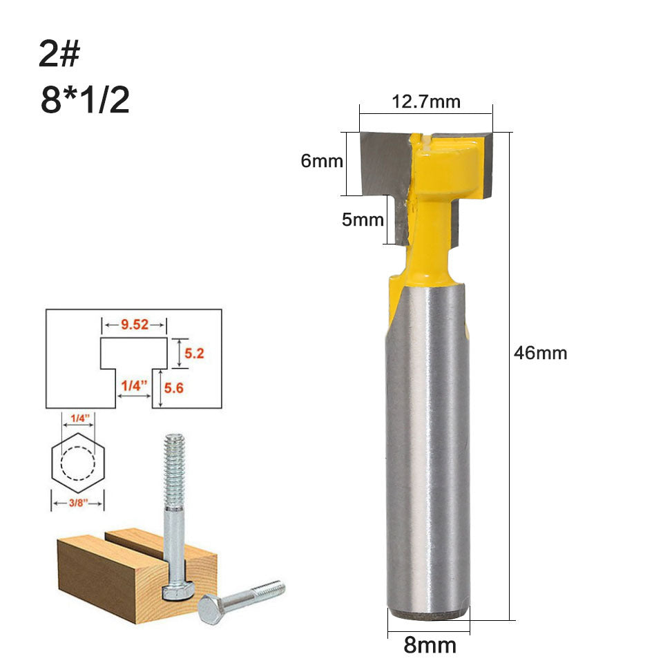 Woodworking milling cutter 8 handle keyhole knife, wood photo frame wall-mounted T-type keyhole knife, gong knife