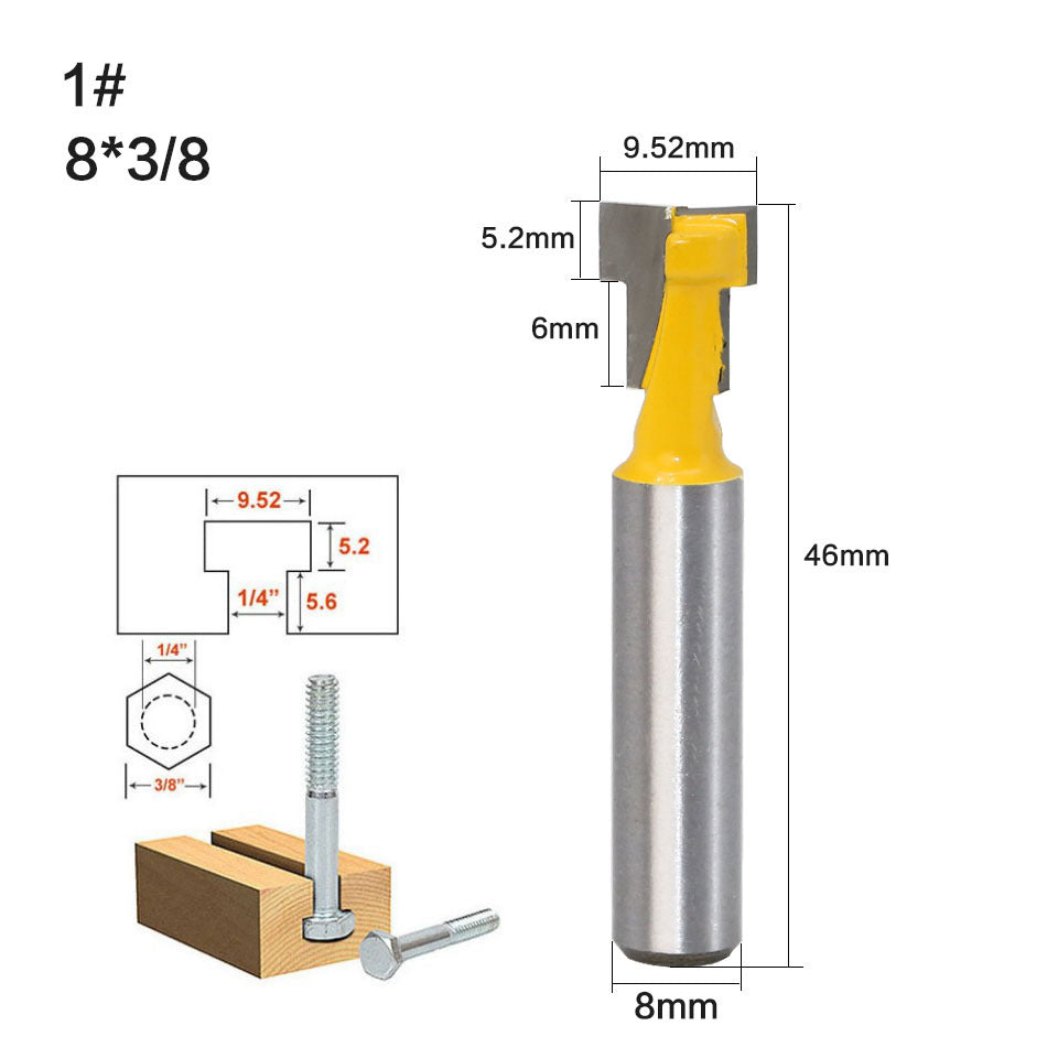 Woodworking milling cutter 8 handle keyhole knife, wood photo frame wall-mounted T-type keyhole knife, gong knife