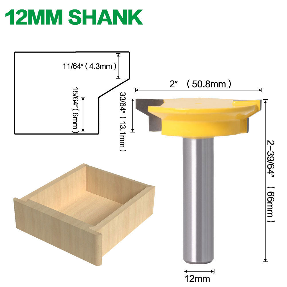 Woodworking milling cutter, carving cutter, drawer lock cutter, drawer cutter, high-grade drawer tenon cutter 1/2X50.8MM yellow