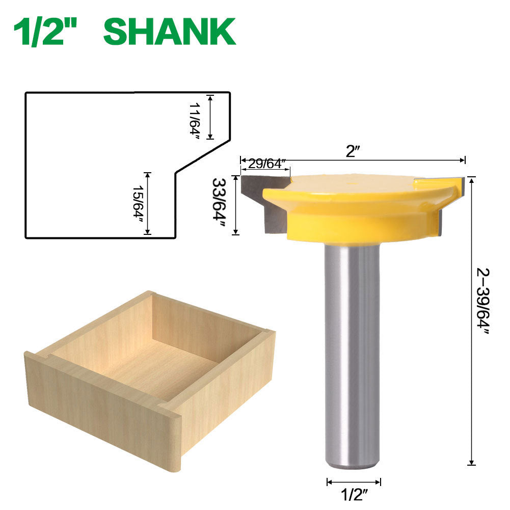 Woodworking milling cutter, carving cutter, drawer lock cutter, drawer cutter, high-grade drawer tenon cutter 1/2X50.8MM yellow