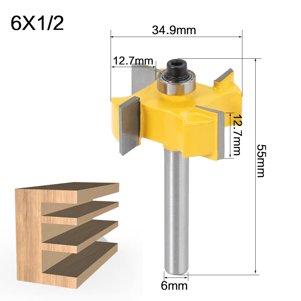 4-Blade Ball T-Knife 1/4 Handle Woodworking Milling Cutter Slotting Knife Slotting Knife Alloy Knife Head Trimming Machine Knife Head