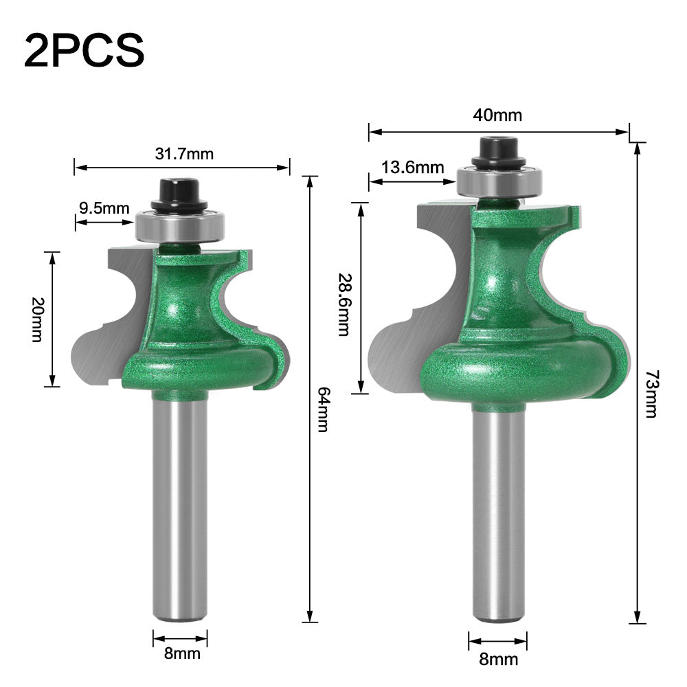 8Mm handle positive half multi-arc knife with bearing multi-angle knife crown line cutter milling cutter woodworking tool gong cutter