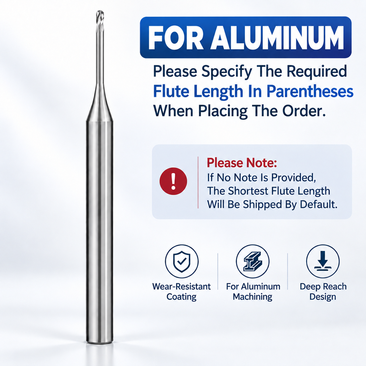 2 Flute Micro Deep Reach Carbide End Mill AlTiSiN HRC55