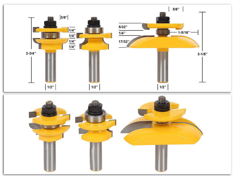 High-grade 3-piece woodworking milling cutter, engraving machine, woodworking knife, kitchen door knife, cabinet door knife, nail tenon knife