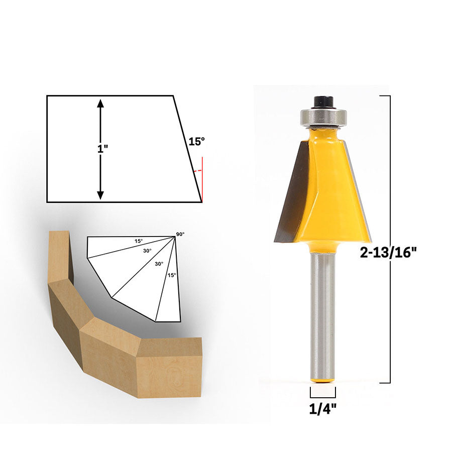 1/2 shank 1/4 shank, high-grade bevel knife bevel knife bevel knife woodworking milling cutter 15 degree bevel knife