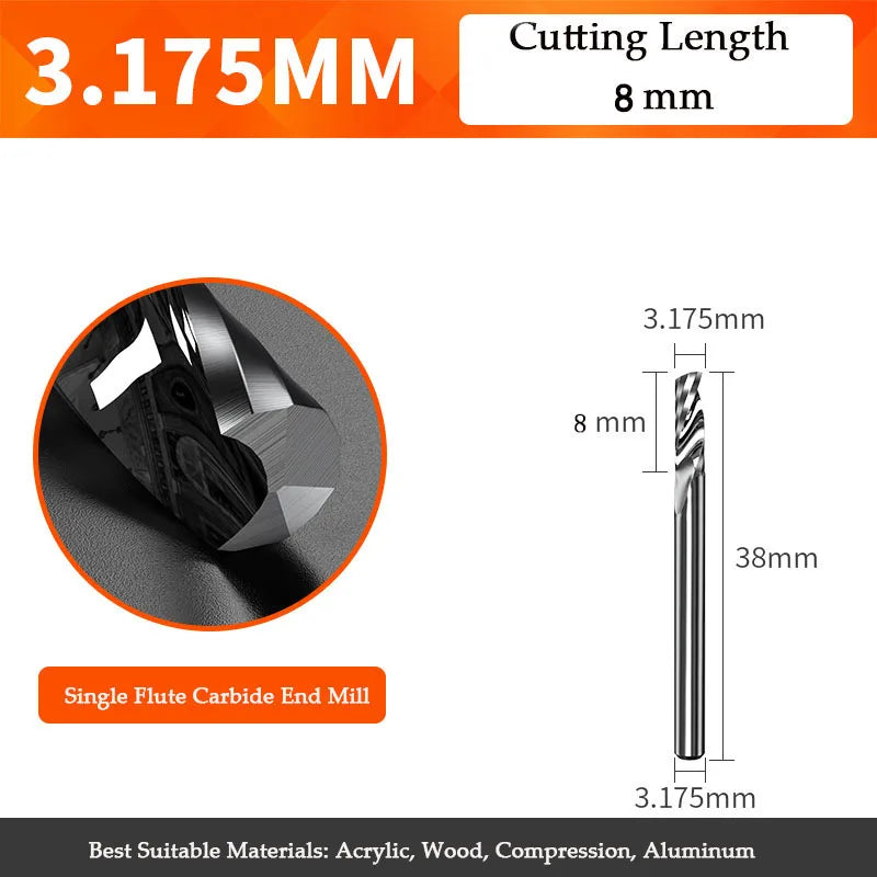5A carbide single flute inch end mill for woodworking tools aluminum cutting tool cnc milling cutter Wood milling cutter