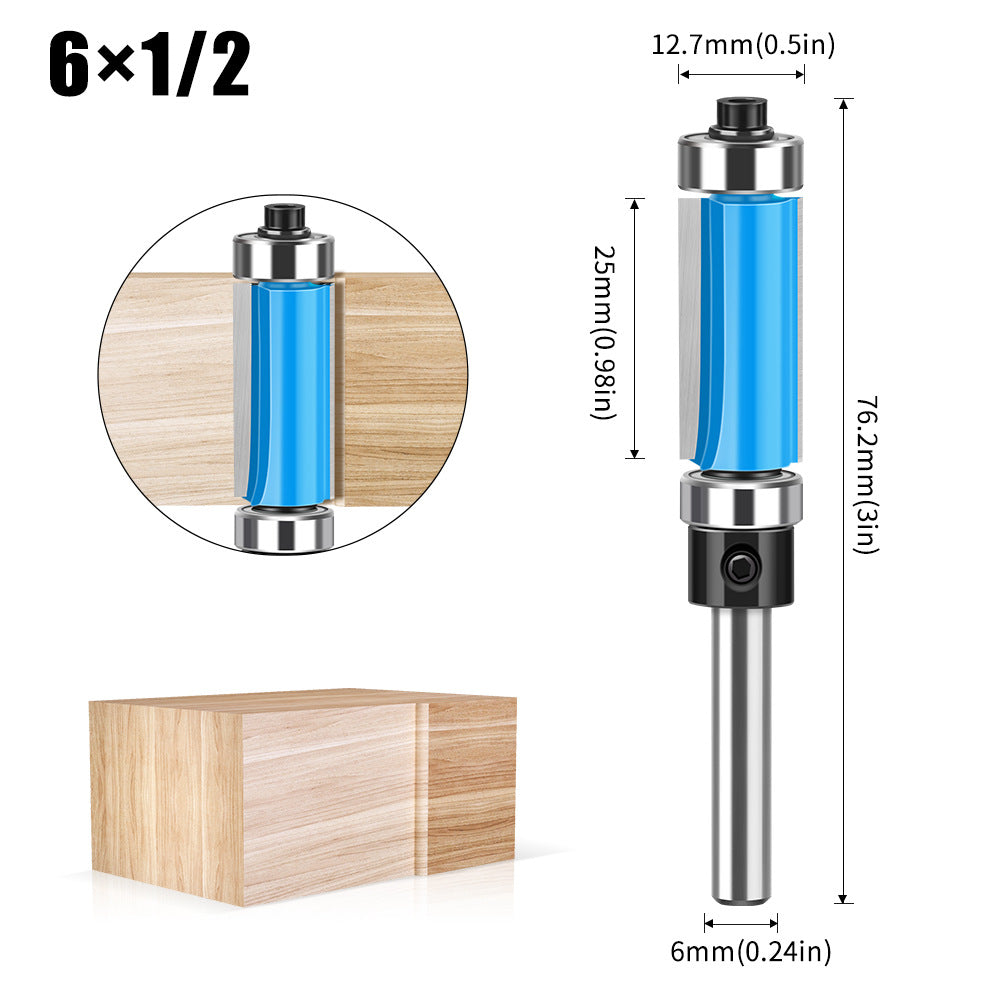 Double Bearing Trimming Knife Double Blade Straight Knife Woodworking Knife, Bakelite Milling Trimming Machine Gong Milling Cutter 1/4 * 12.7 * 25.4