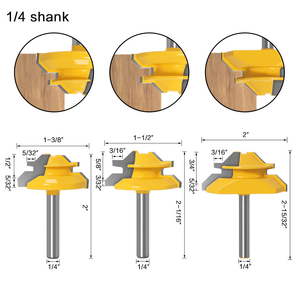 45 degree tenon cutter 1/4 * 2 woodworking milling cutter slotting cutter trimming machine cutter head engraving machine gong cutter