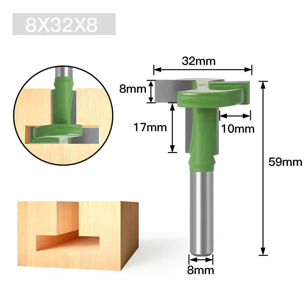 8 handle green straight edge T-tool hook milling cutter slotting cutter 8 handle groove milling cutter foreign trade export woodworking milling cutter