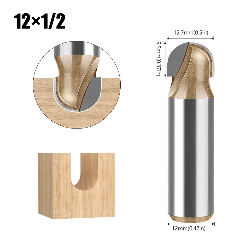 Professional grade round bottom cutter woodworking milling cutter slotting cutter 1/2 handle arc trimming machine engraving machine electric milling gong cutter head