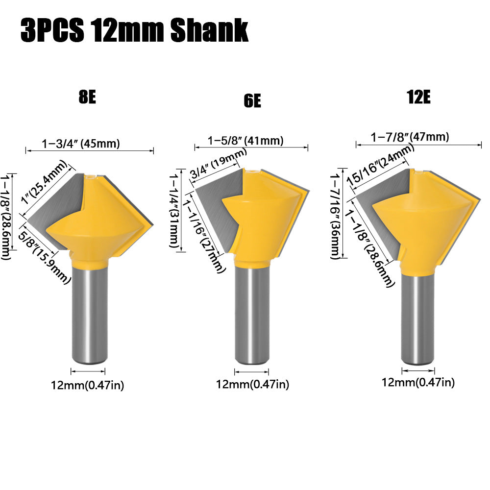 1/2 handle 3-piece set multilateral knife bird's beak interface knife 6 sides 8 sides 12 sides multi-purpose knife tenon knife woodworking router