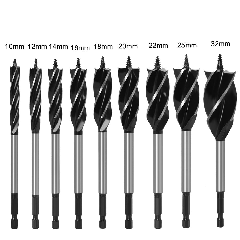 Woodworking drill Four-blade woodworking hole opener, door lock reamer, four-slot reamer Hexagonal handle, drawer opening
