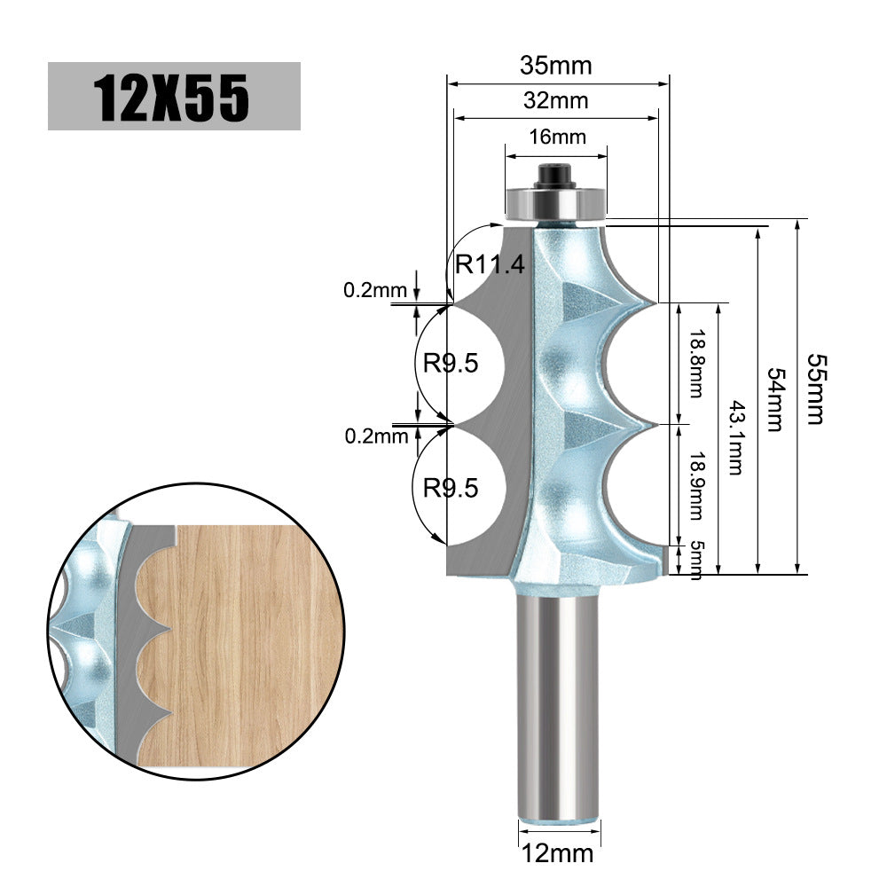 Double R convex bead knife cabinet line knife decorative line knife engraving machine trimming with bearing woodworking curve knife