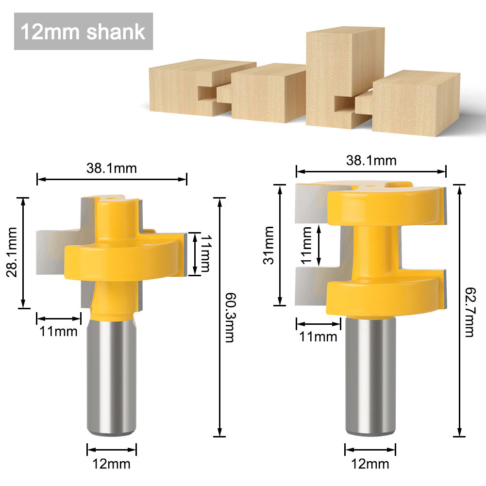 1/2 handle 12 handle generous tooth tenon cutter woodworking milling cutter tenon cutter 8 handle square tooth tenon cutter floor cutter board cutter