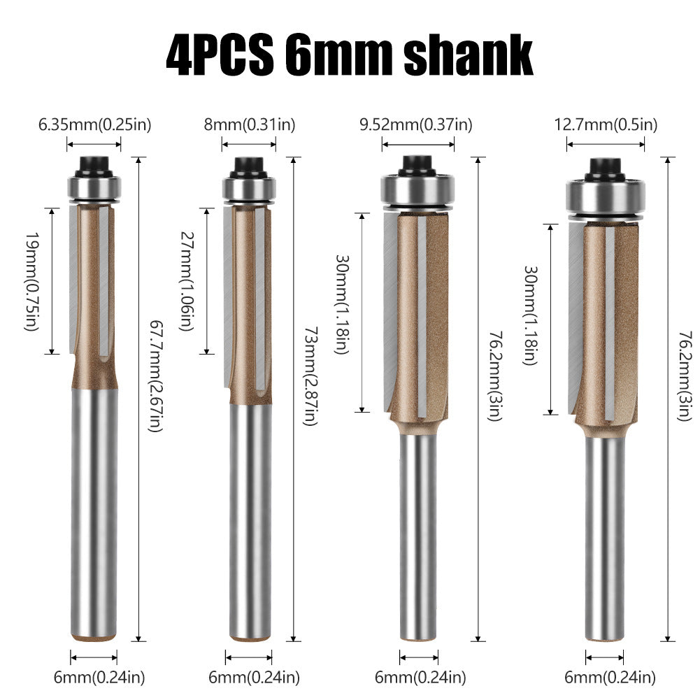 Professional grade three-blade bearing trimming knife 6.35 handle, professional grade woodworking milling cutter inch alloy trimming knife