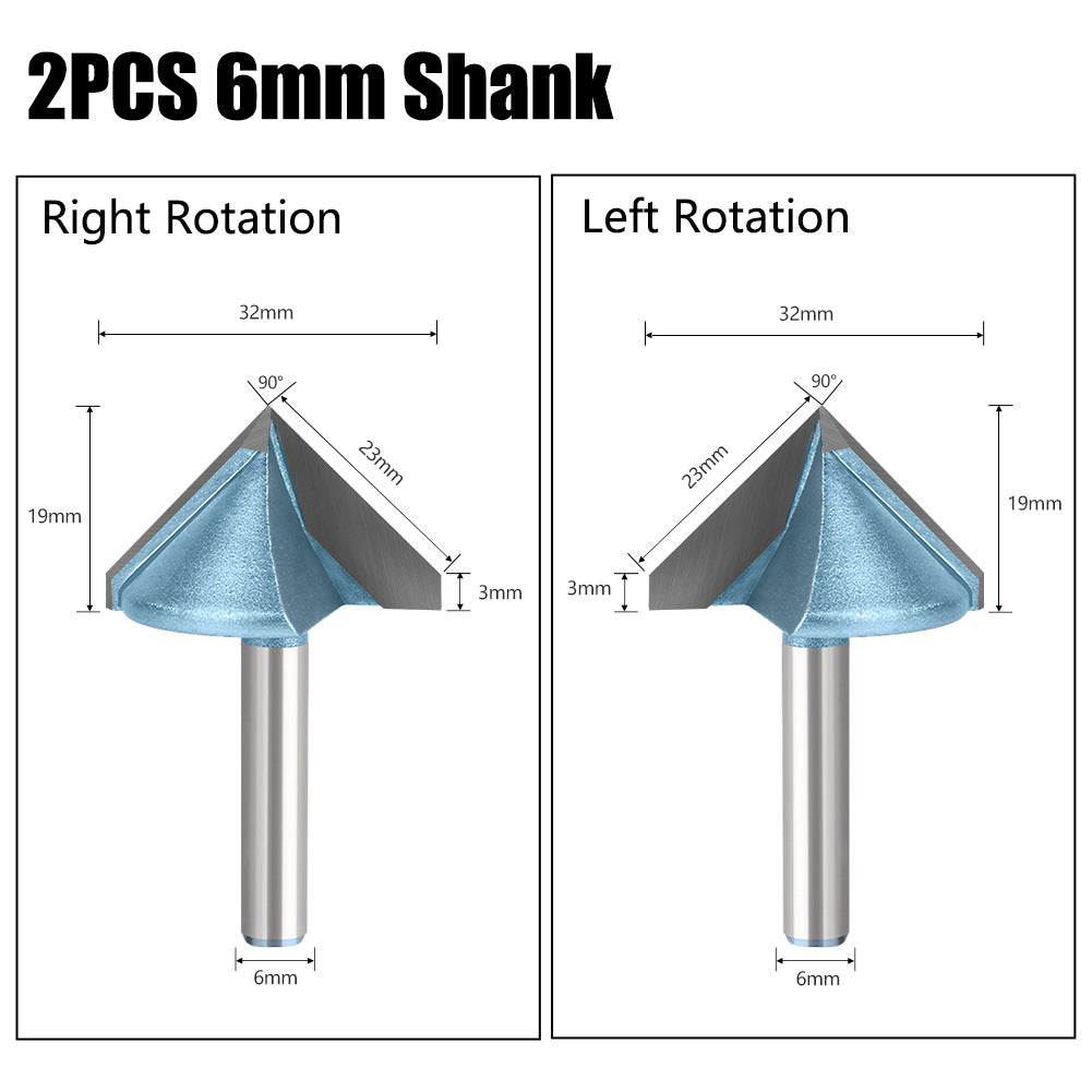 90 ° V knife forward rotation and reverse corner knife 3D computer engraving knife 45 degree trimming knife woodworking milling cutter acrylic