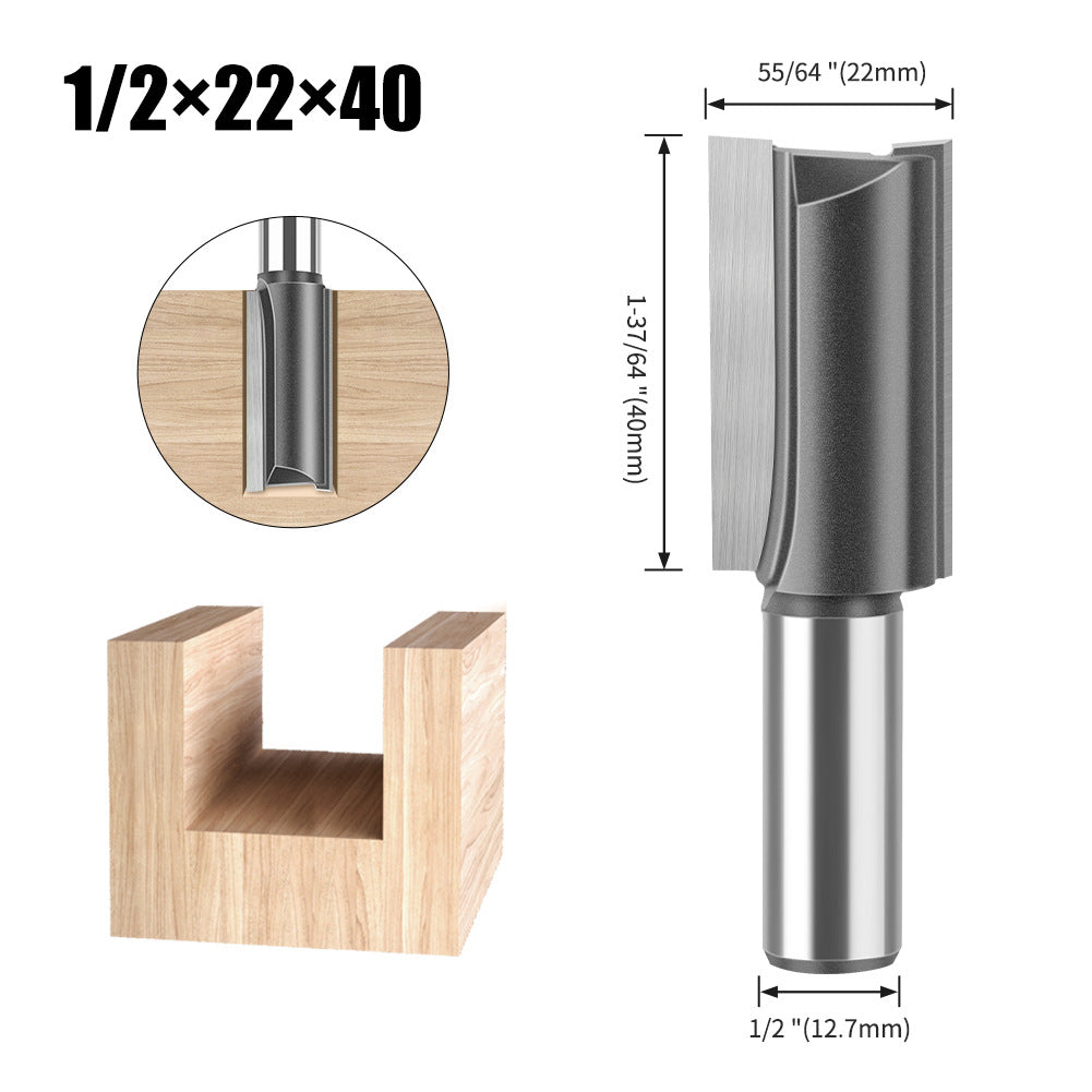 Woodworking milling cutter 1/2 handle extended straight blade length 40mm slotted straight cutter notch cutter slotted milling cutter woodworking tools