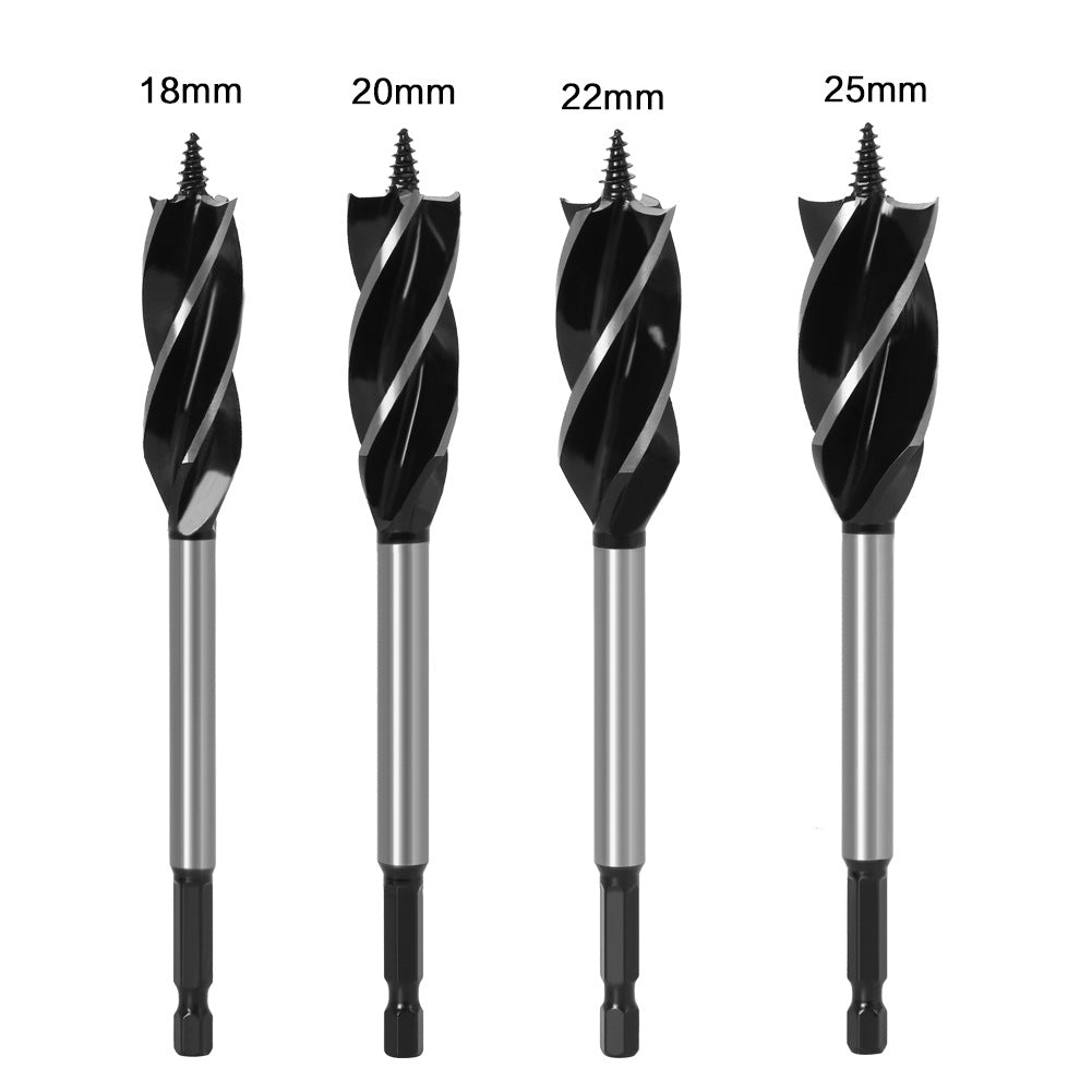 Woodworking drill Four-blade woodworking hole opener, door lock reamer, four-slot reamer Hexagonal handle, drawer opening