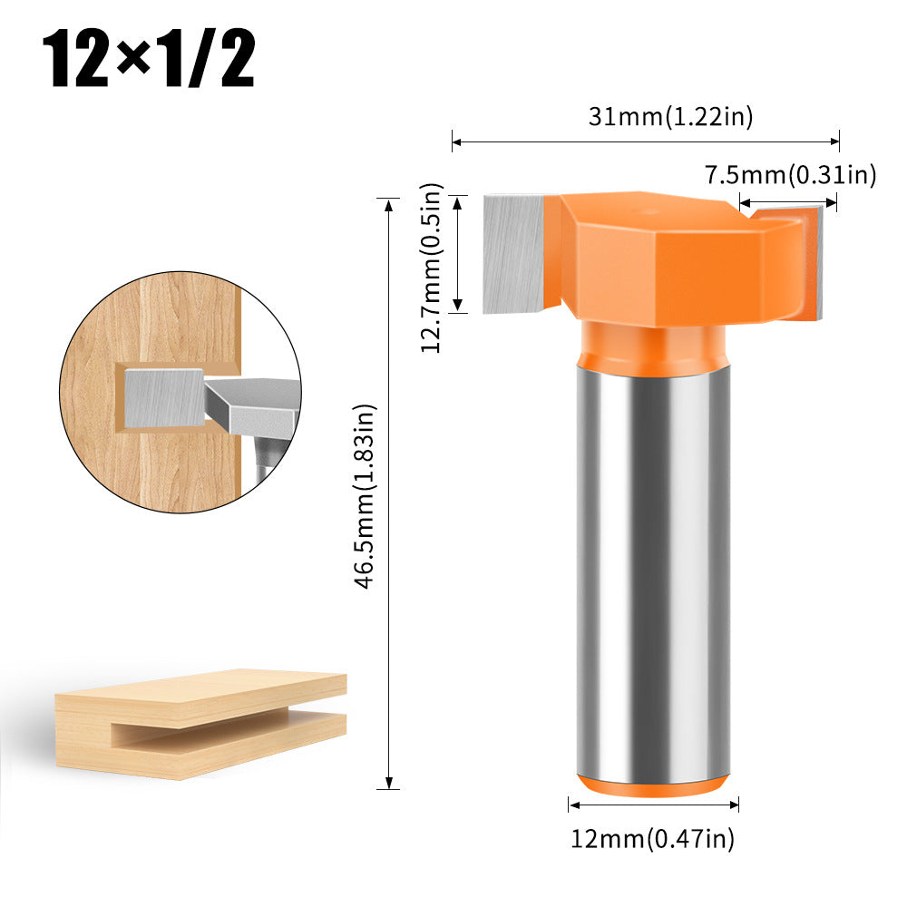 6 handle 12 handle T-shaped knife Slotted knife Alloy slotting cutter head Woodworking milling cutter Tungsten steel cutter head Woodworking slotting knife
