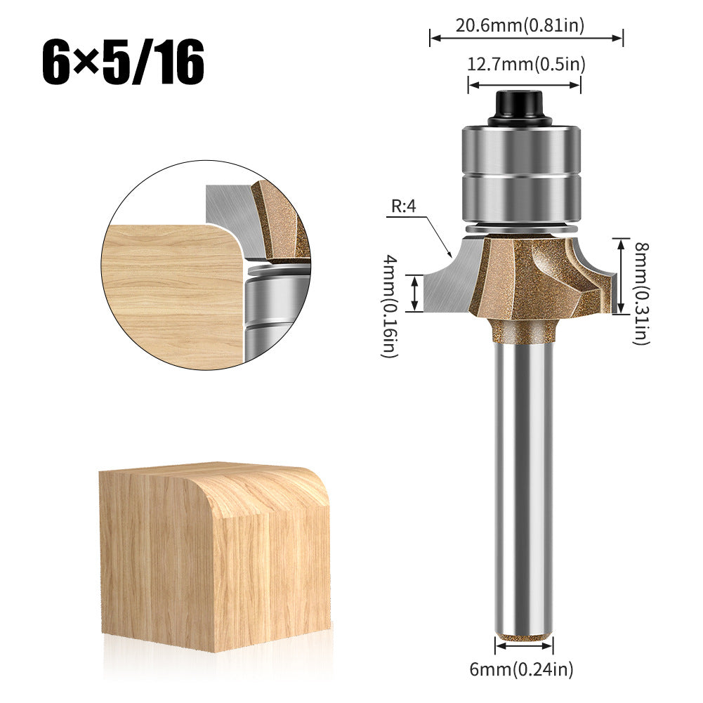 Professional grade double bearing fillet cutter tungsten steel alloy woodworking milling cutter R chamfering trimmer slotting engraving cutter