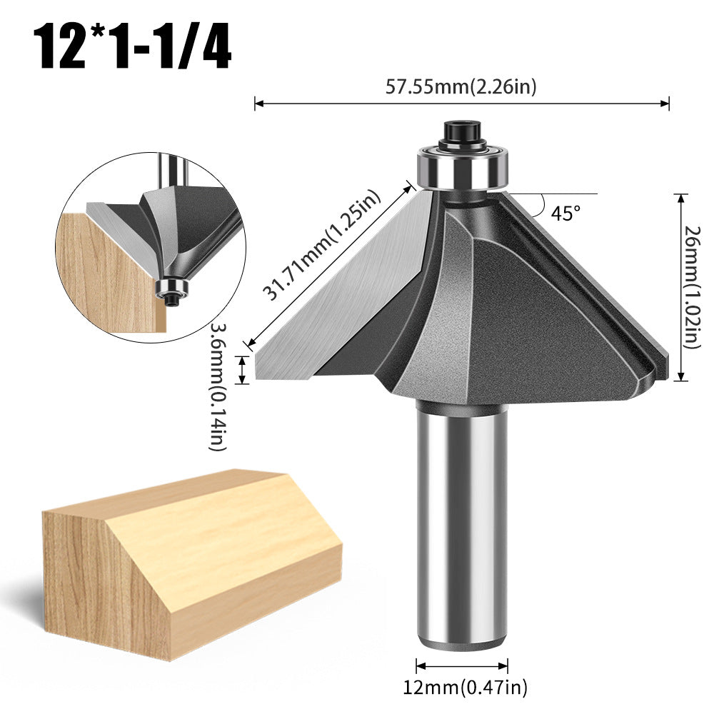 6 handle 12 handle 45 degree bevel knife woodworking milling cutter trimming machine engraving cutter head 45 degree chamfer knife bevel knife