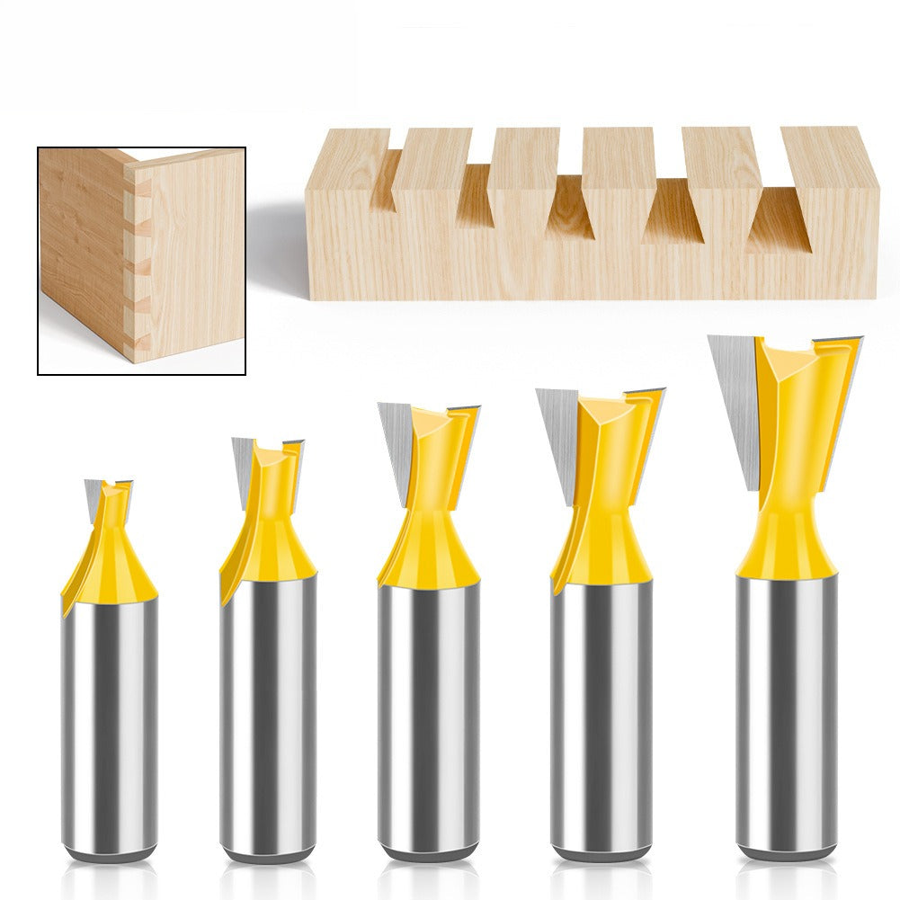5-piece set of 1/2 handle 12 handle, dovetail knife, zikou Xun knife, woodworking milling cutter, carving knife, dovetail knife slotting knife