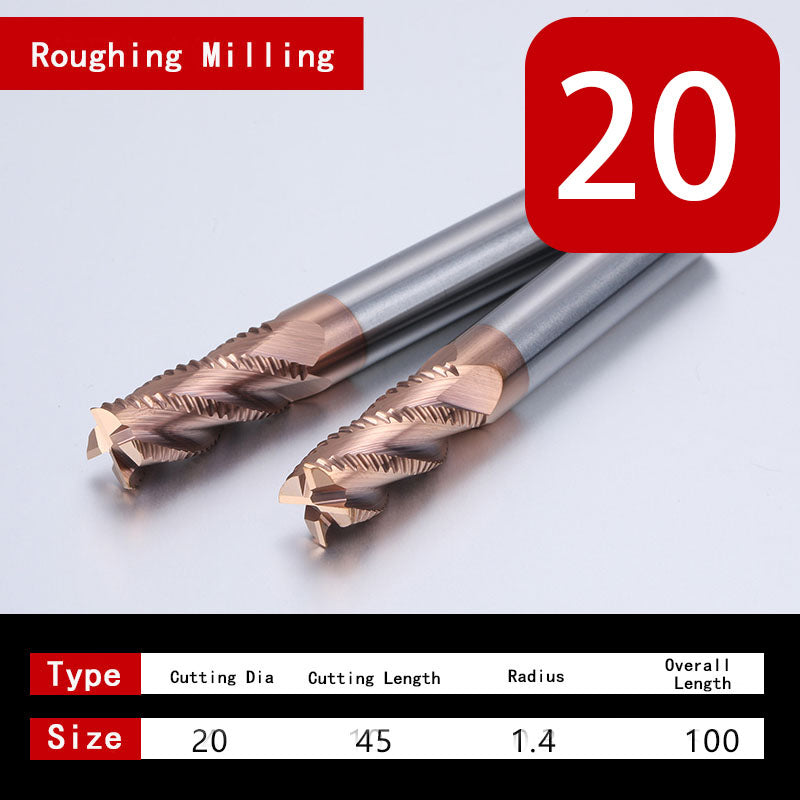 Roughing End Mill HRC55 Solid Carbide 3 Flutes 4 Teeth for Steel Iron MDF Fiberglass Acrylic Wood Copper Plastic