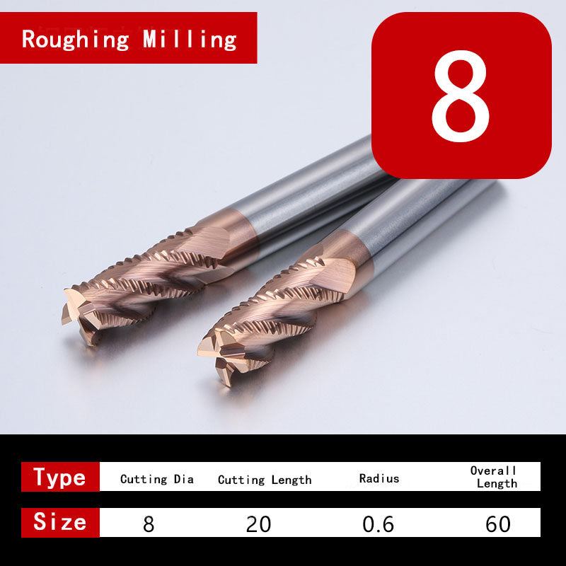 Roughing End Mill HRC55 Solid Carbide 3 Flutes 4 Teeth for Steel Iron MDF Fiberglass Acrylic Wood Copper Plastic