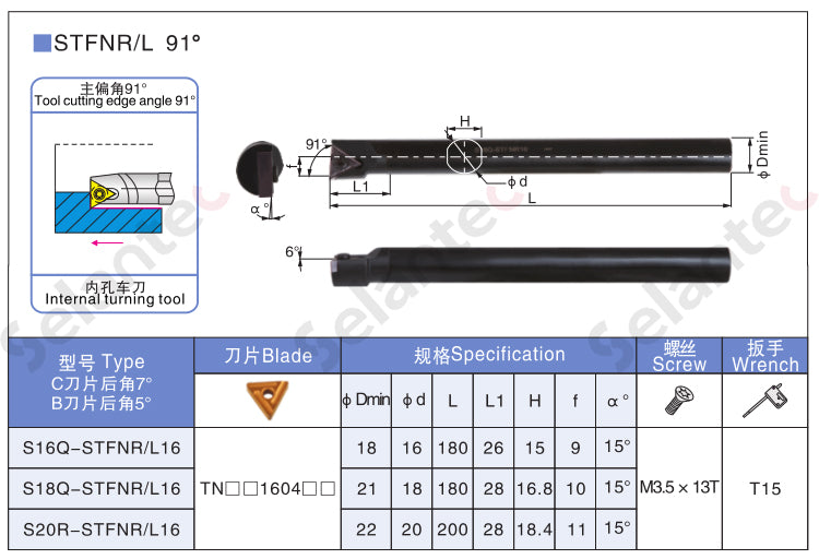 Lathe Turning Holder S16Q/S18Q/S20R-STFNR16