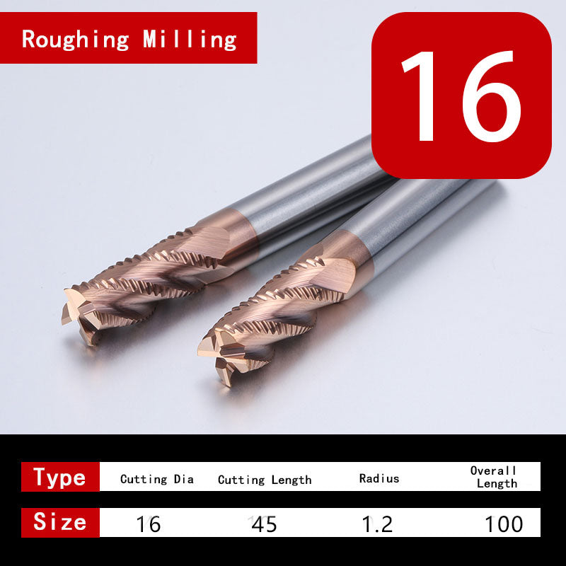 Roughing End Mill HRC55 Solid Carbide 3 Flutes 4 Teeth for Steel Iron MDF Fiberglass Acrylic Wood Copper Plastic