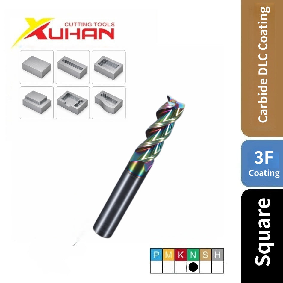 3 Flute  Aluminum Carbide End Mill DLC coating HRC55