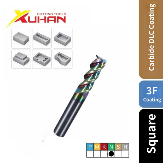 3 Flute  Aluminum Carbide End Mill DLC coating HRC55