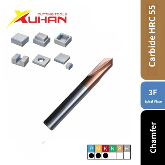 3 Flute 90 Degree Carbide Chamfer Mill TiSiN Coated CNC Milling Cutter for Steel HRC55