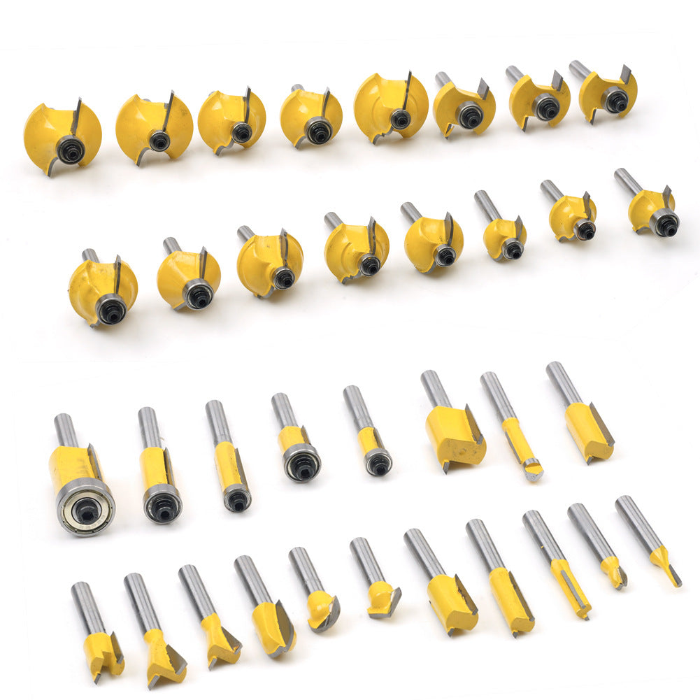 35-Piece woodworking milling cutter set, trimmer woodworking milling cutter, cutter head set 1/4 handle 1/2 handle