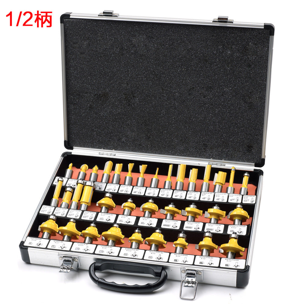 35-Piece woodworking milling cutter set, trimmer woodworking milling cutter, cutter head set 1/4 handle 1/2 handle