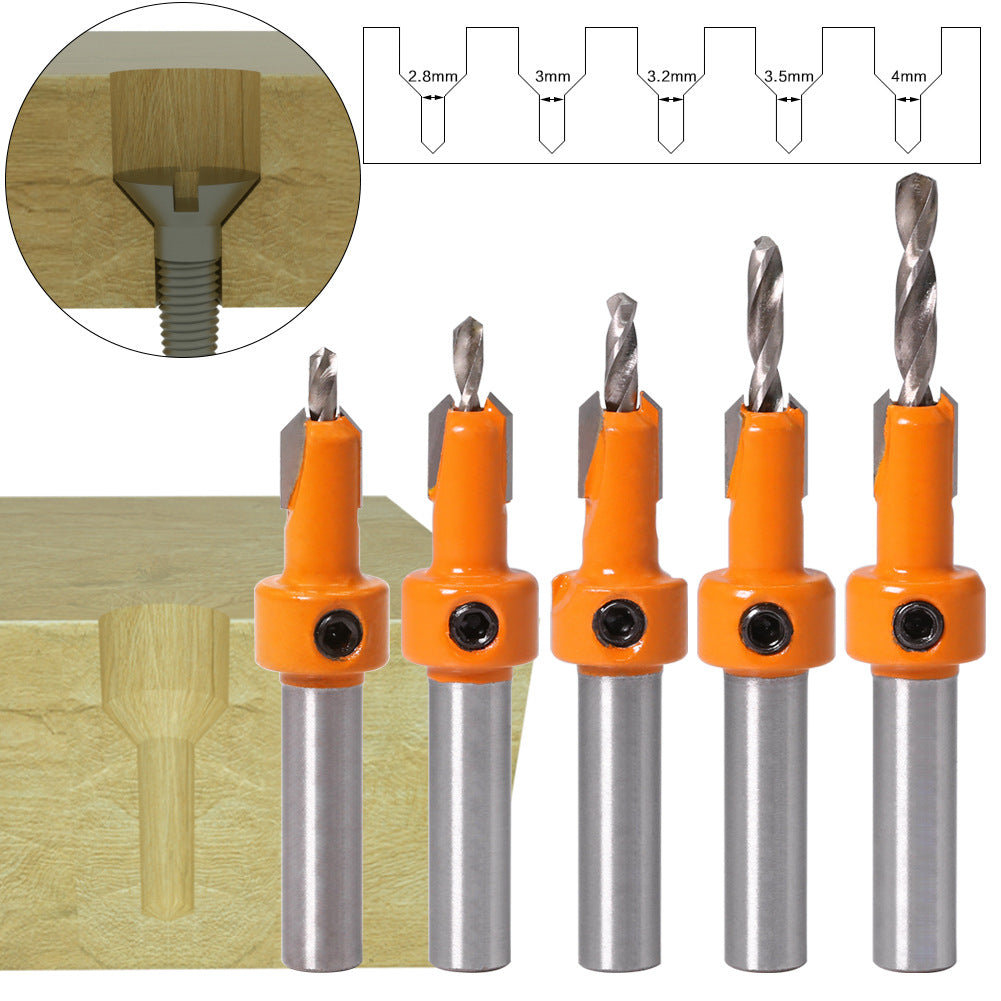 Woodworking Sink Hole Drilling Taper Hole Drilling Alloy Head Screw Step Drilling Wood Self-Tapping Screw Installation Step Drilling