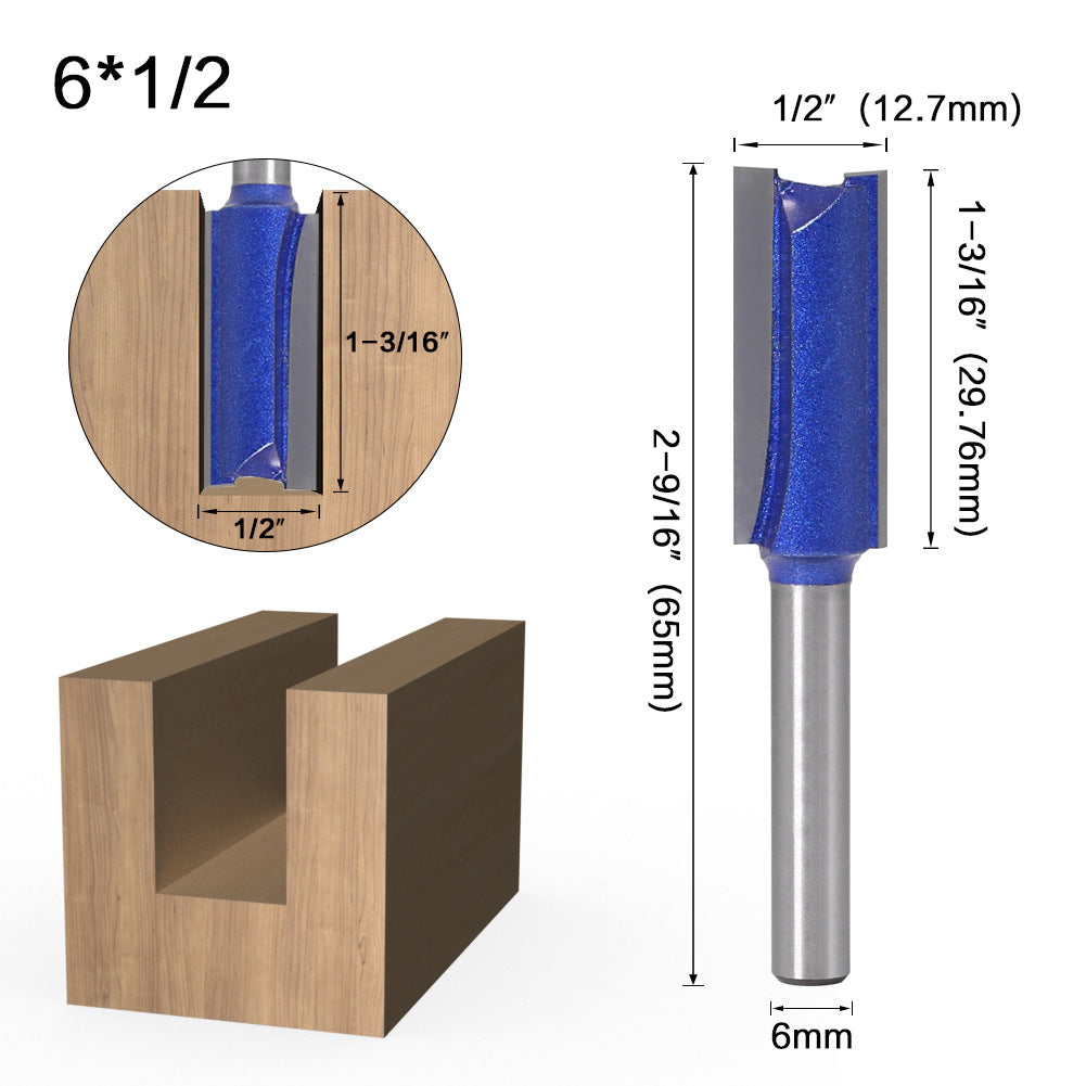 4-Piece set of 6mm shank professional grade straight knife slotting straight knife woodworking milling cutter tungsten steel alloy cutter head double edge straight knife