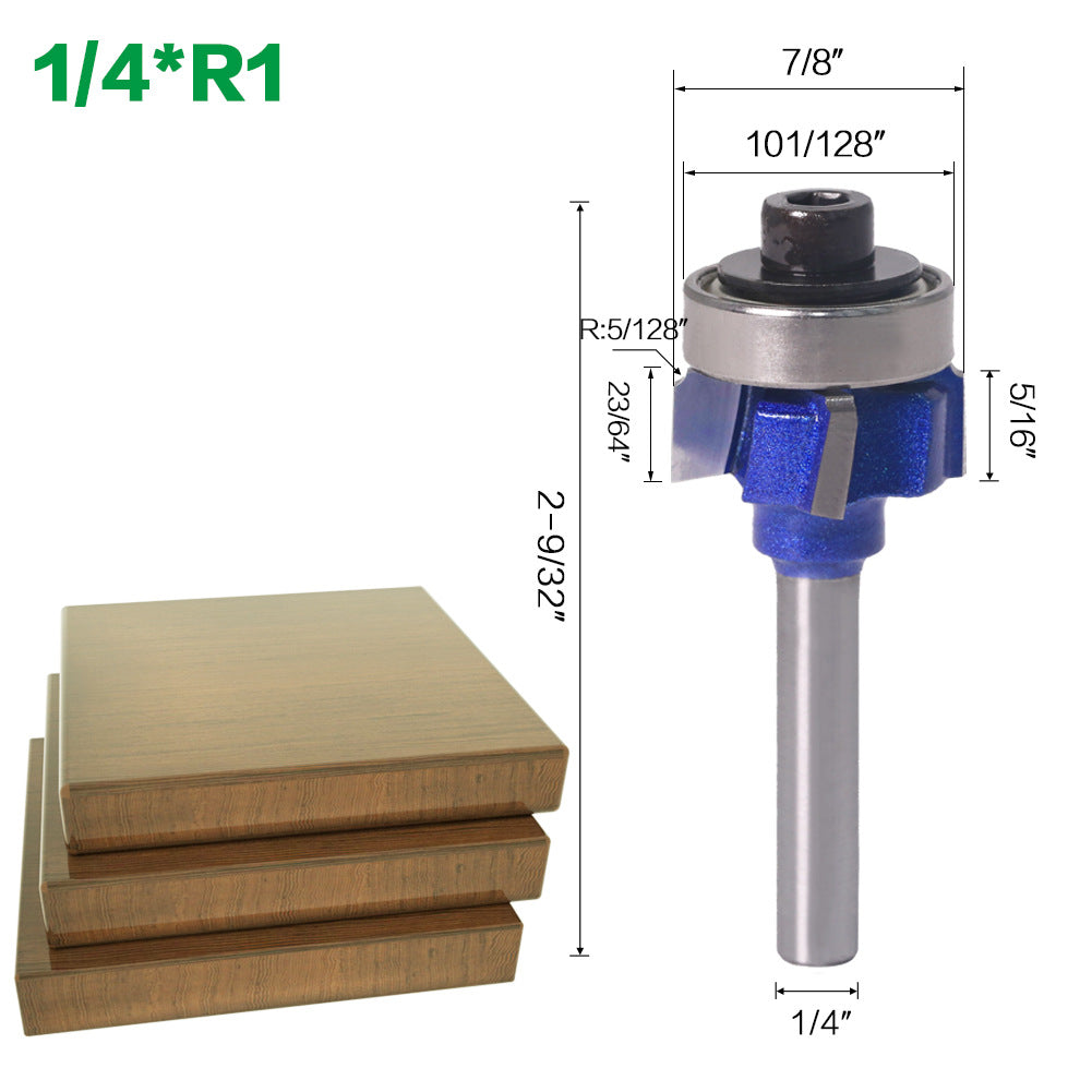 4-tooth fillet knife, four-tooth four-blade edge banding strip, arc trimming knife, woodworking hand-held 1/4 handle R chamfering chamfering knife
