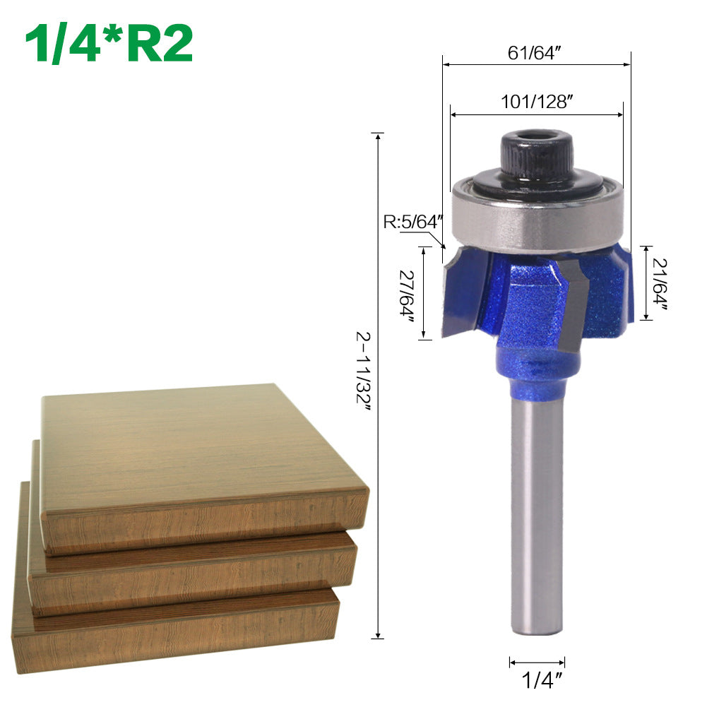 4-tooth fillet knife, four-tooth four-blade edge banding strip, arc trimming knife, woodworking hand-held 1/4 handle R chamfering chamfering knife