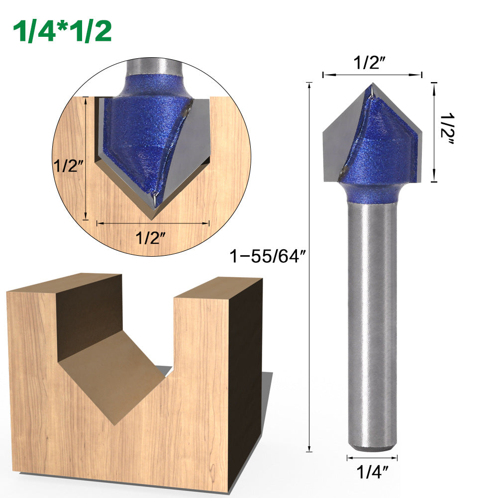 Professional grade 90-degree V-shaped knife woodworking milling cutter trimming machine cutter head aluminum-plastic panel slotting integrated wall folding knife