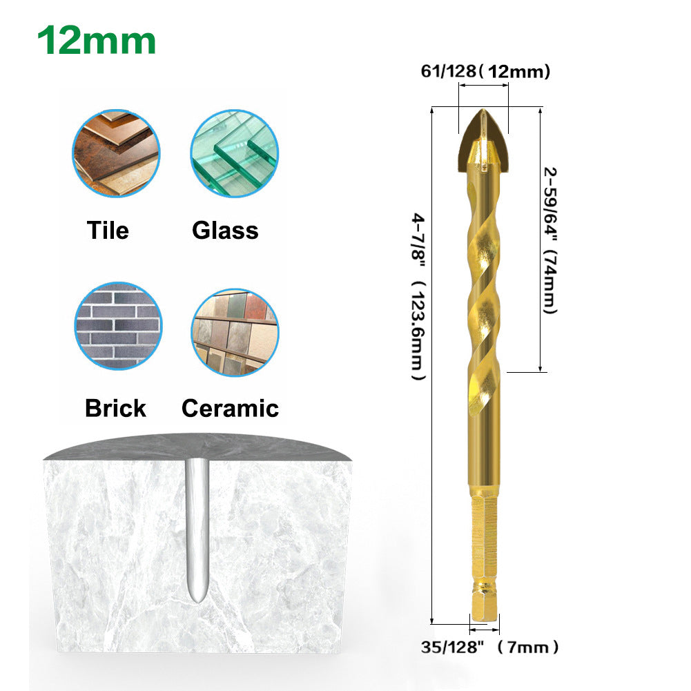 Tile drill set Glass concrete Cement wall Electric drill Drilling Multifunctional twist drill Four-edge drill