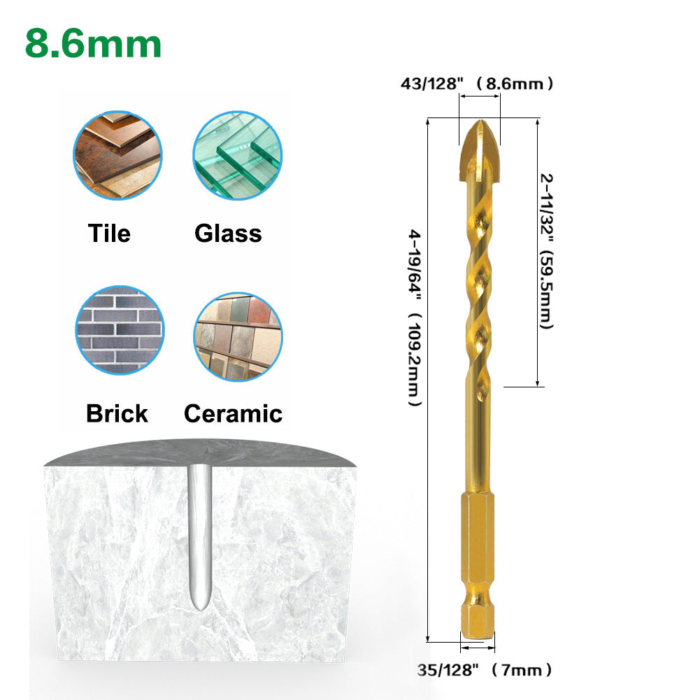 Tile drill set Glass concrete Cement wall Electric drill Drilling Multifunctional twist drill Four-edge drill