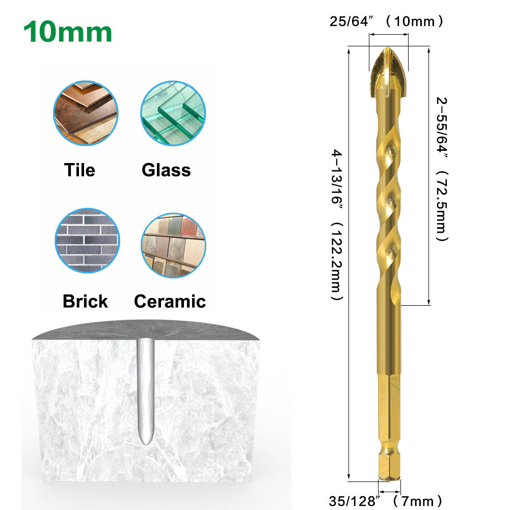 Tile drill set Glass concrete Cement wall Electric drill Drilling Multifunctional twist drill Four-edge drill