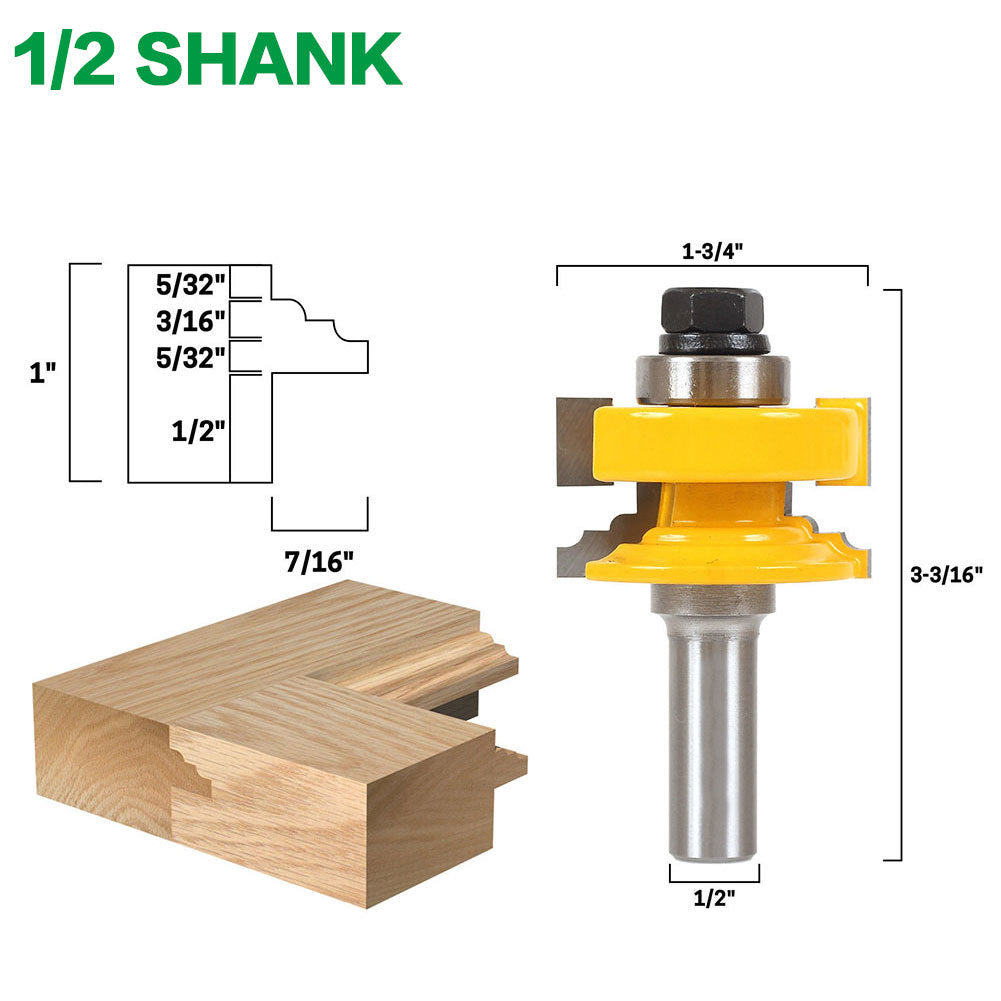Classical reversible glass door and window milling cutter Door and window tenon cutter Solid wood door tenon cutter 1/2 handle 12mm handle