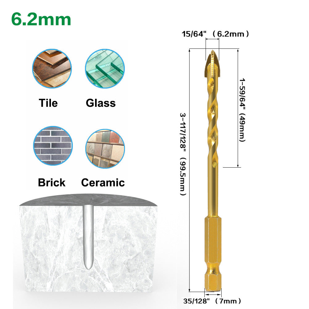 Tile drill set Glass concrete Cement wall Electric drill Drilling Multifunctional twist drill Four-edge drill