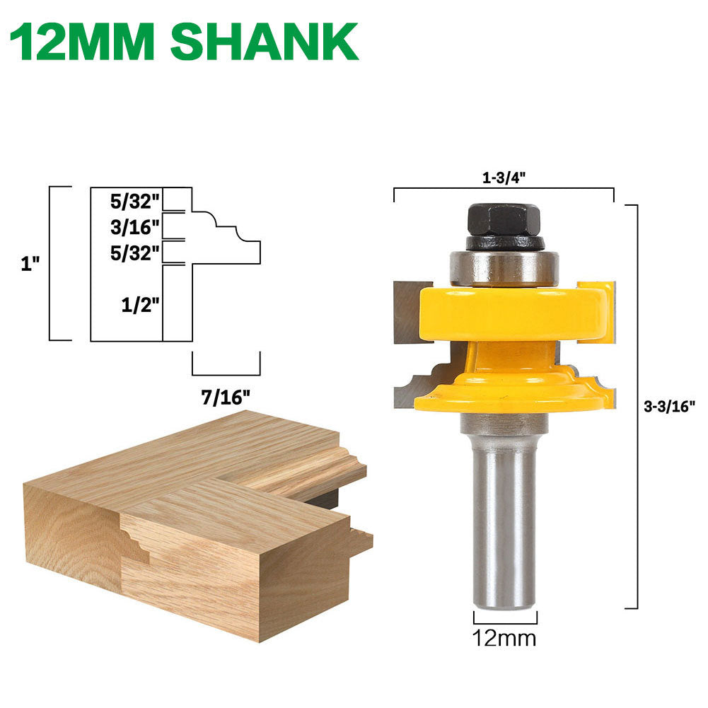 Classical reversible glass door and window milling cutter Door and window tenon cutter Solid wood door tenon cutter 1/2 handle 12mm handle