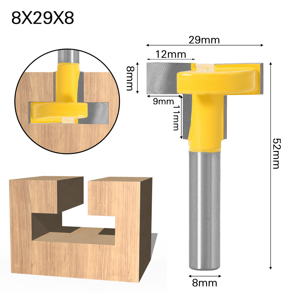 Straight edge T-knife Slotting knife 8 handle groove milling cutter Foreign trade export Woodworking milling cutter