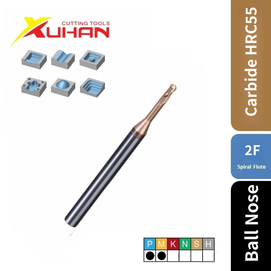 2 Flute Long Neck Ball Nose Carbide End Mill TiSiN HRC55