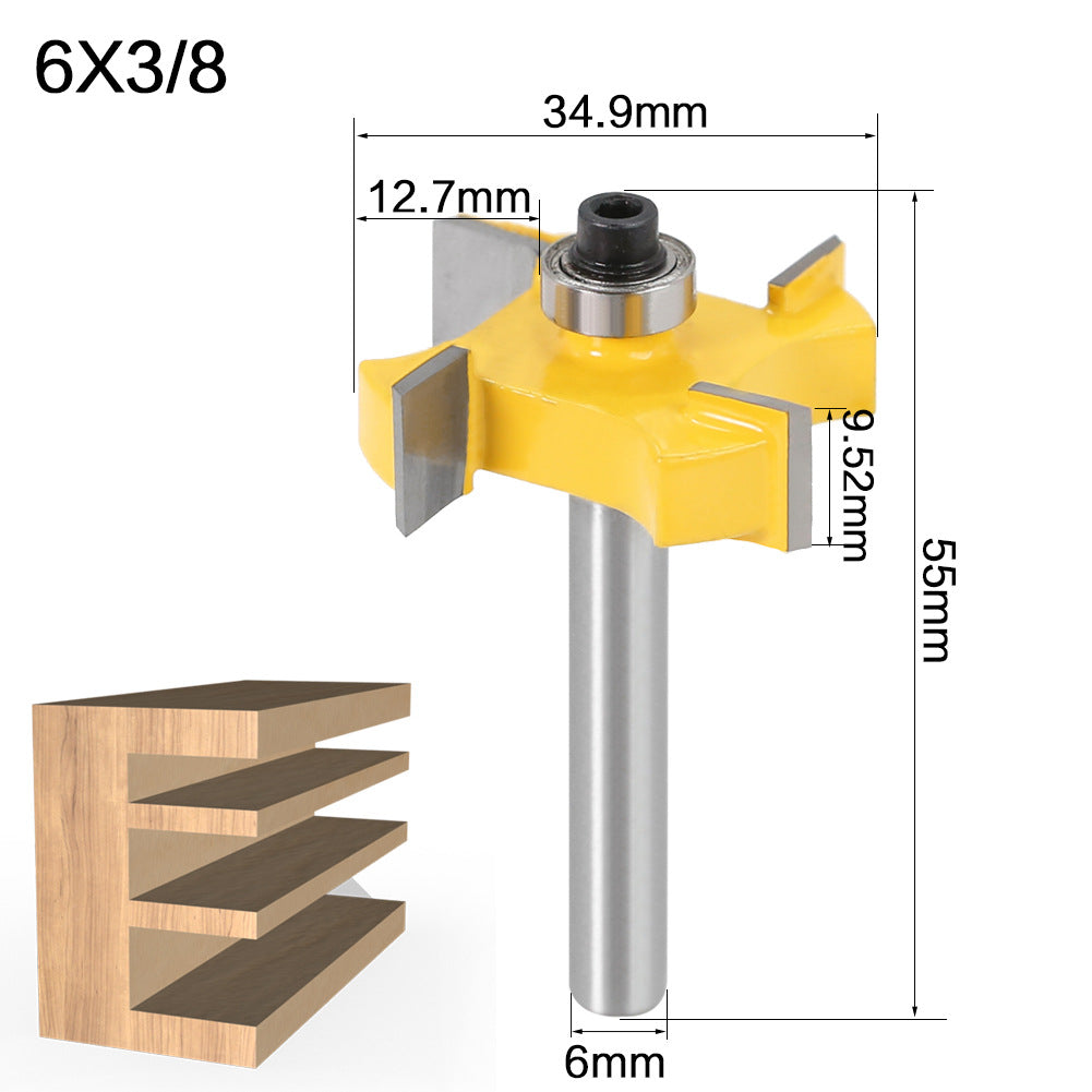 4-Blade Ball T-Knife 1/4 Handle Woodworking Milling Cutter Slotting Knife Slotting Knife Alloy Knife Head Trimming Machine Knife Head