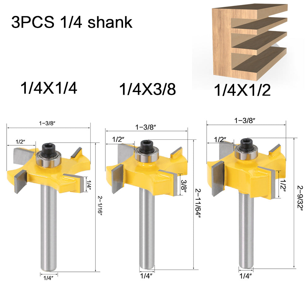 4-Blade Ball T-Knife 1/4 Handle Woodworking Milling Cutter Slotting Knife Slotting Knife Alloy Knife Head Trimming Machine Knife Head